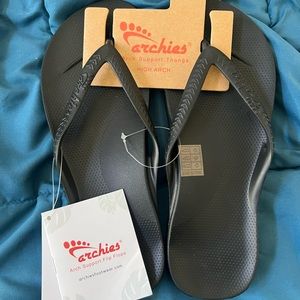Archie’s Arch Support Thongs Flip Flops High Arch Size 7 NWT Black